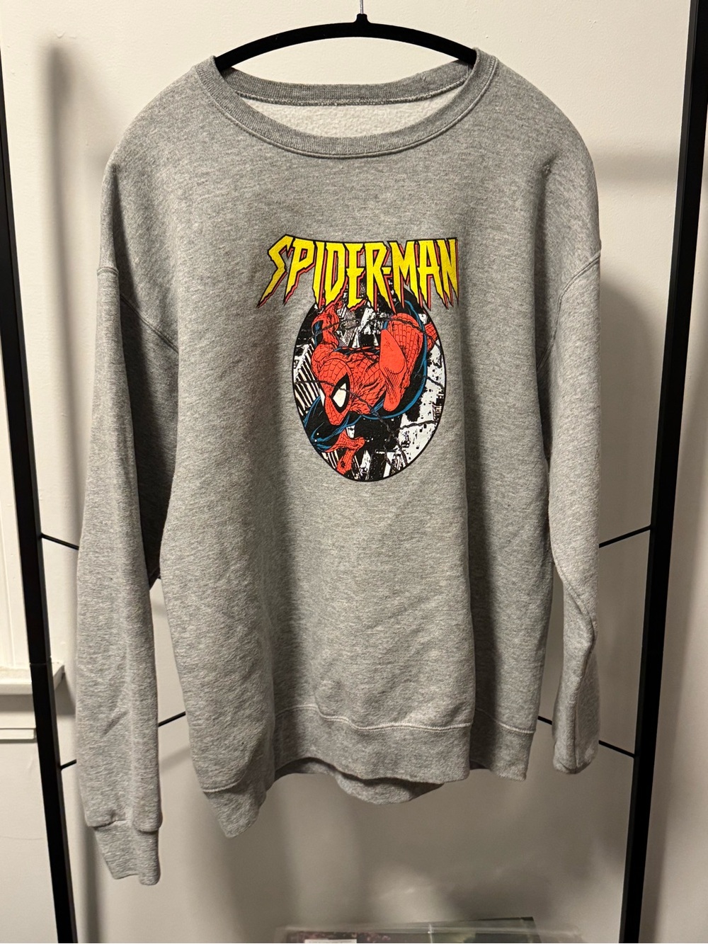 Marvel Spider-Man Graphic Crewneck Sweatshirt - Grey with Red & Yellow Logo